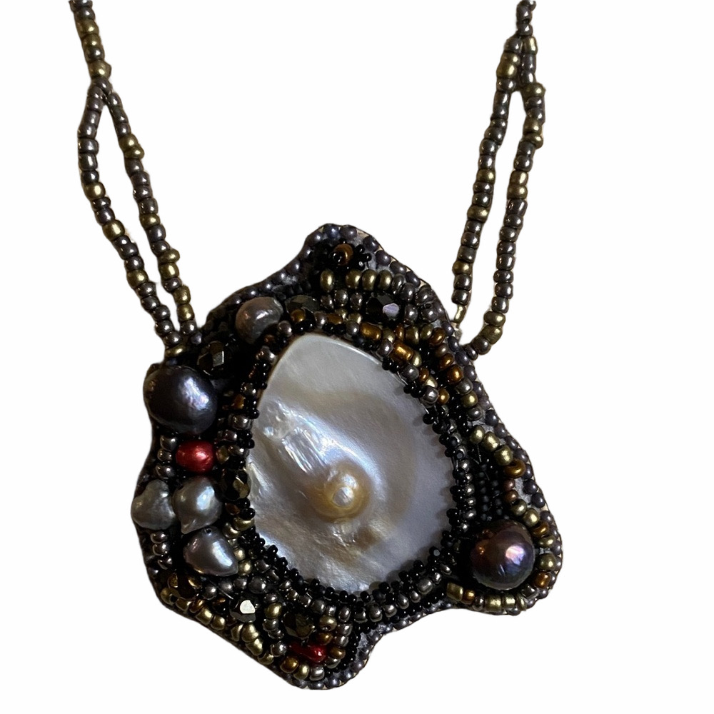 Handmade Baroque Pearl Beaded Pendant Necklace